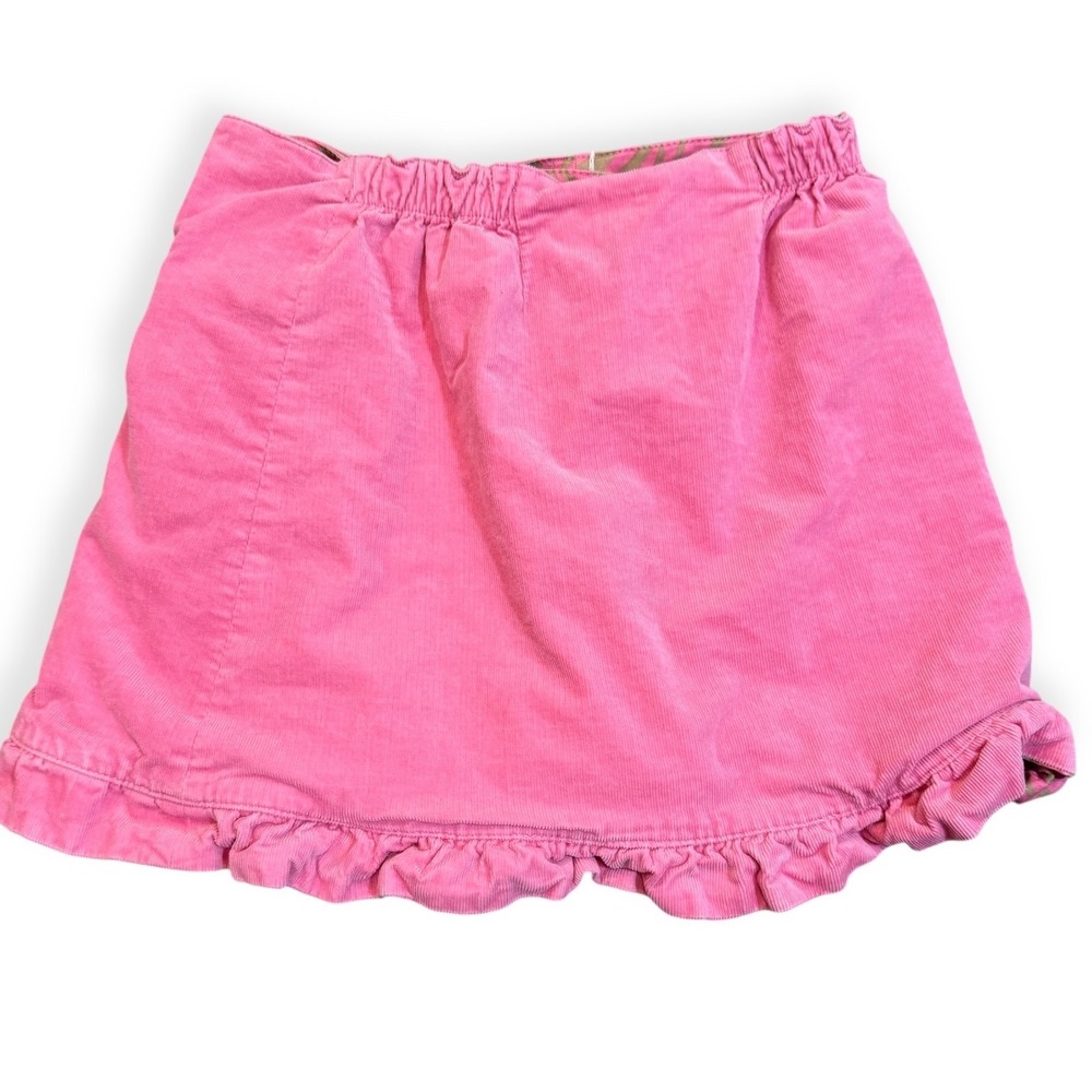 Lilly Pulitzer Reversible Girls Pink Corduroy Skirt Ruffle Hem Size 7